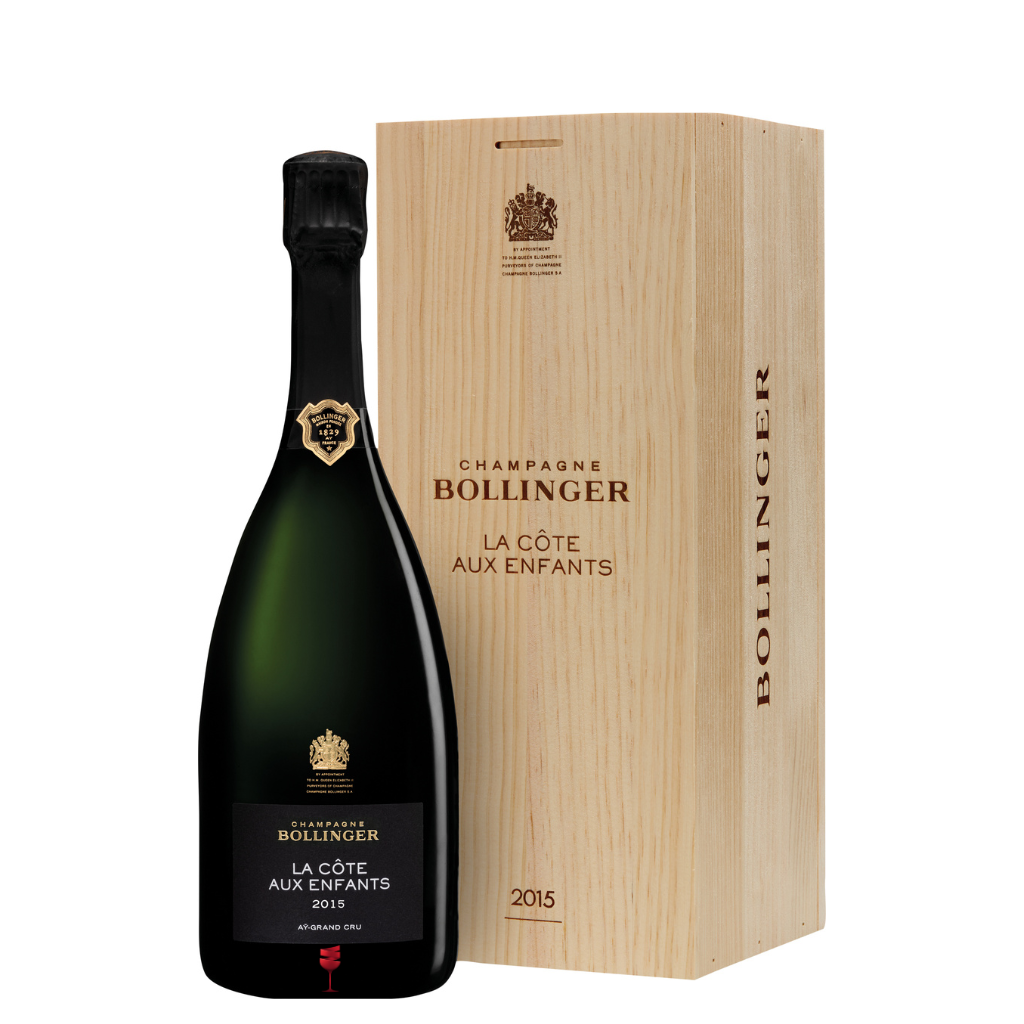 Champagner Bollinger La Côte aux Enfants 2015 – Rarität 0,75 l in der gravierten Holzkiste mit Nummerierung