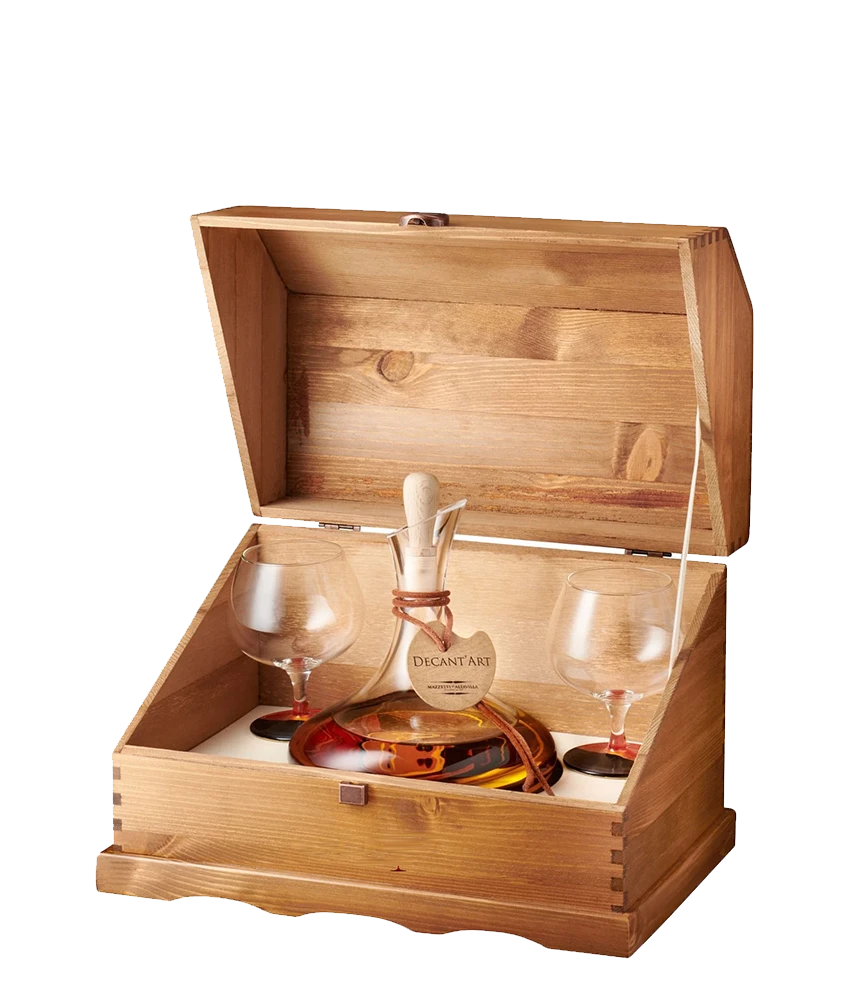 Mazzetti Decant'Art Leonardo da Vinci Grappa di Moscato · Holzkiste mit 2 Gläsern · Magnum home & wine