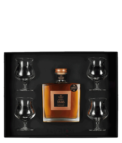 Mazzetti Riserva 1846 Grappa · 0,7 l · Geschenkbox mit 4 Grappa-Gläsern · Magnum home & wine