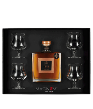 Mazzetti "Riserva 1846" Grappa Barbera e Dolcetto Invecchiata | Geschenkbox inkl. 4 Grappa-Gläser
